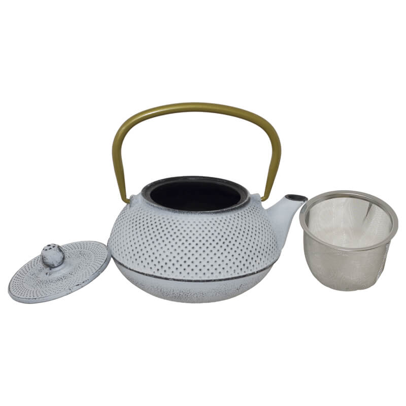 Cast Iron Teapot in White with Infuser (800 ml)