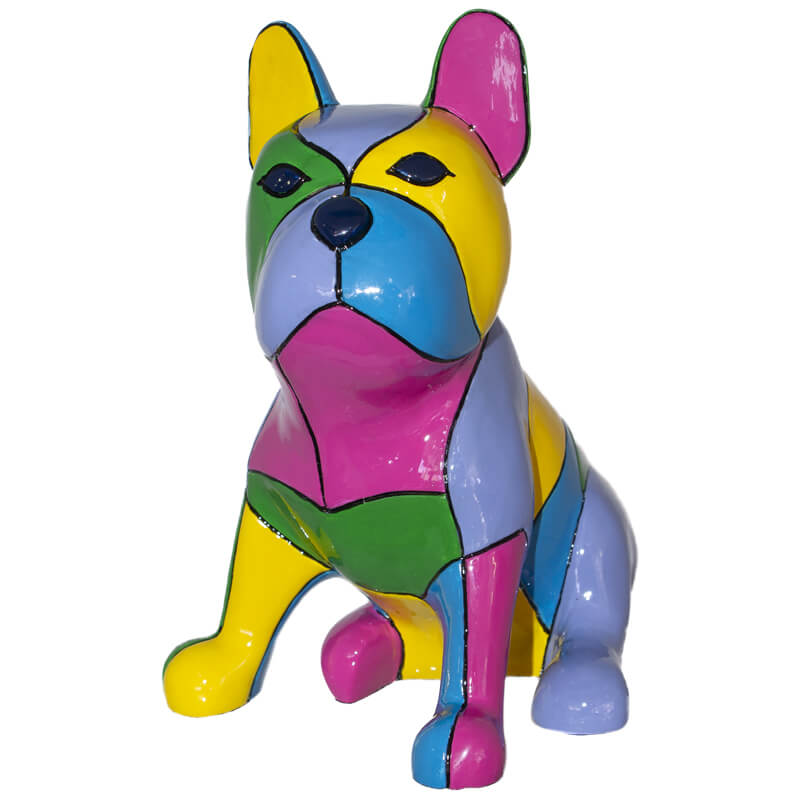 Colourful Boston Terrier Figurine (20cm) made from Poly Stone