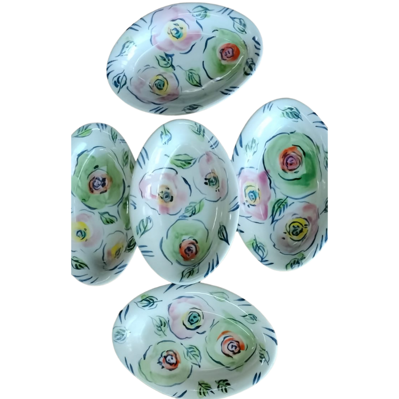 Esra Bosch - Single Oval Ceramic Pasta Bowl - Flowers (Buy Single)