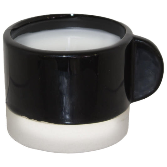 Candle Holder in Black Ceramic with White Wax