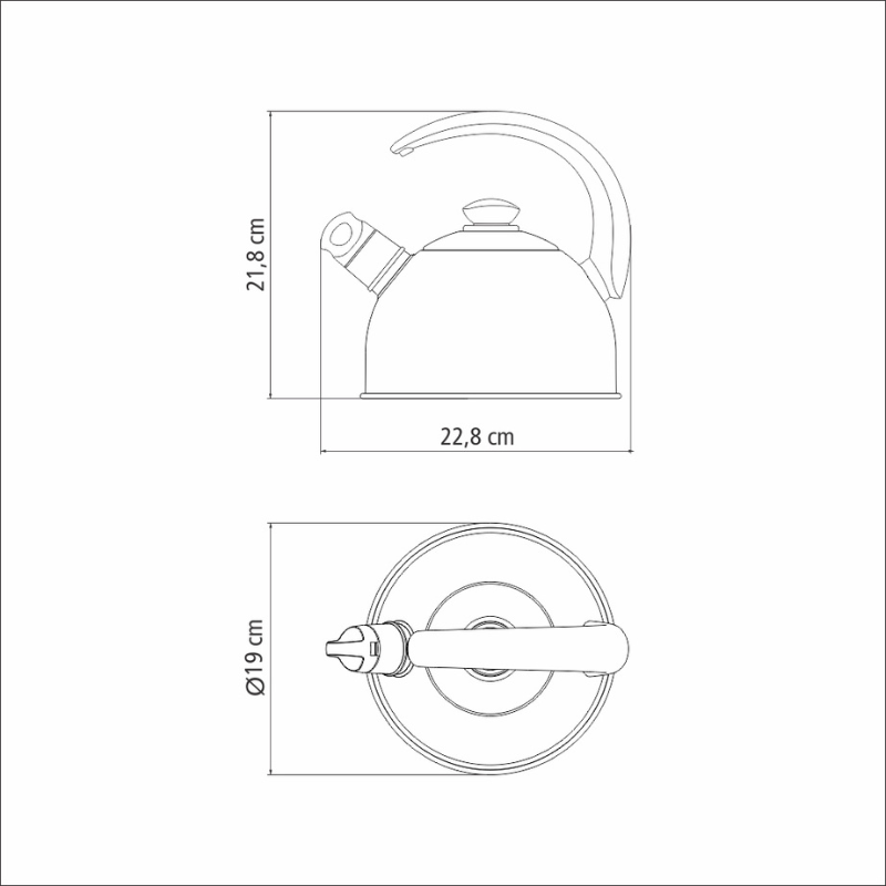 Kettle with Whistle 2.1 Liters - Black Handle Stainless Steel - Tramontina - TRM-61483013