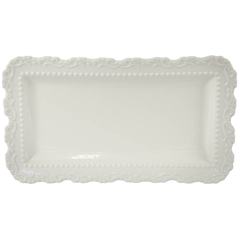Ceramic Rectangular White Platter - Paris Design (32 X 18cm)