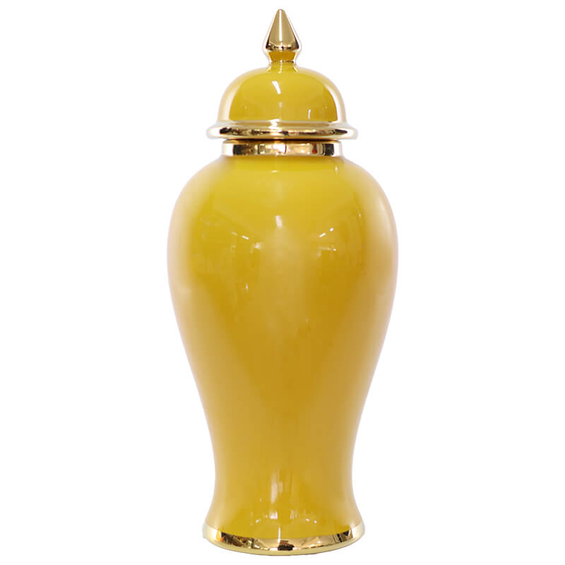 Jar with Lid in Yellow in Ceramic