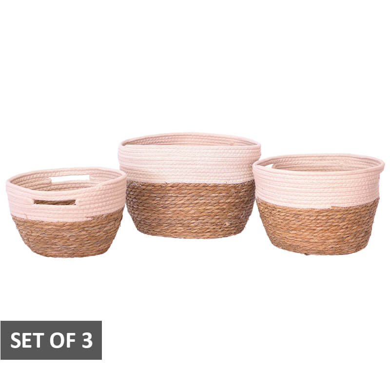 Woven Decor Baskets in White - Set of 3