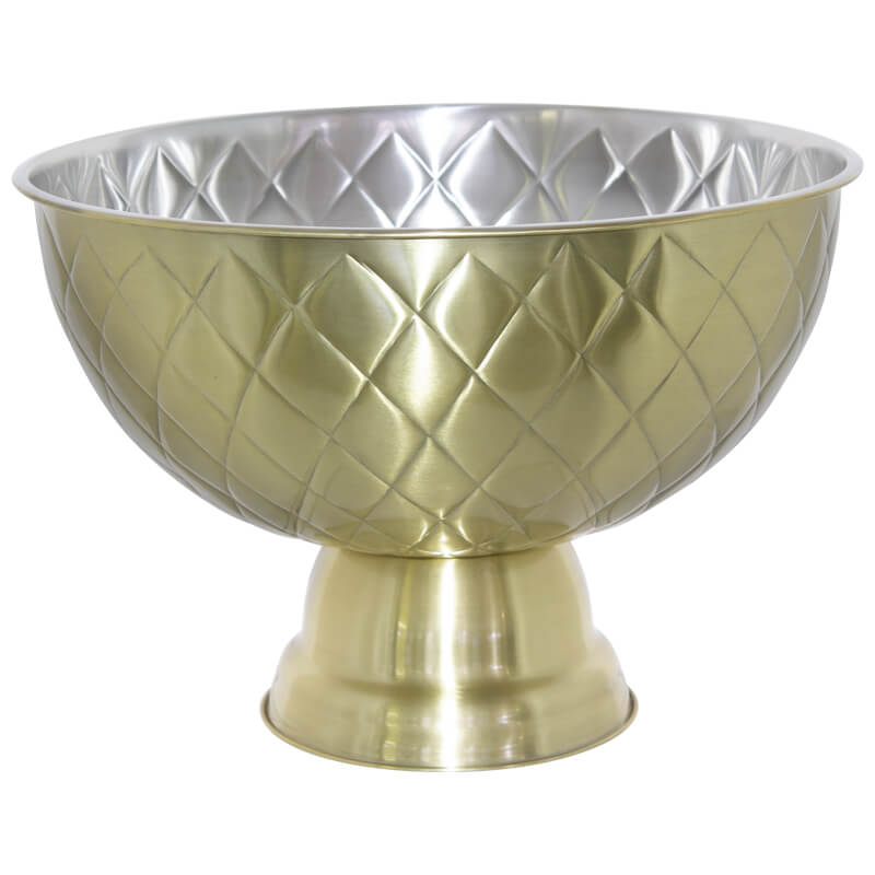 Metal Wine Cooler Tub in Soft Gold with a Pattern
