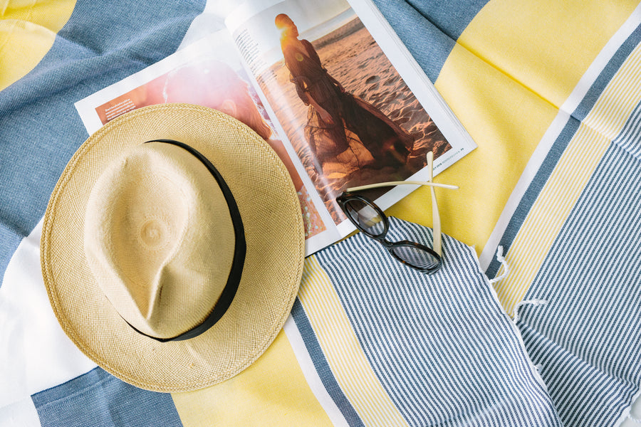 The Cotton Company - Emilia Turkish Towel ( 100 x 180 cm) French Riviera