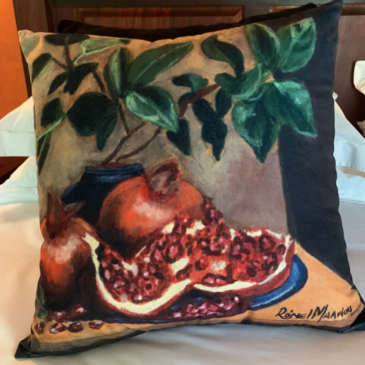 Cushion Cover with Pomegranates - Original Artwork Painted by Artist Ronel Maartens
