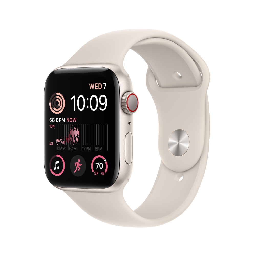 Apple - Apple Watch SE  GPS + Cellular 40mm - Starlight Aluminium Case with Starlight Sport Band - Regular - MNPH3SO/A