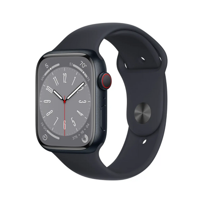 Apple - Apple Watch Series 8 GPS 45mm Midnight Aluminium case with Midnight Sport Band - Regular - MNP13SO/A
