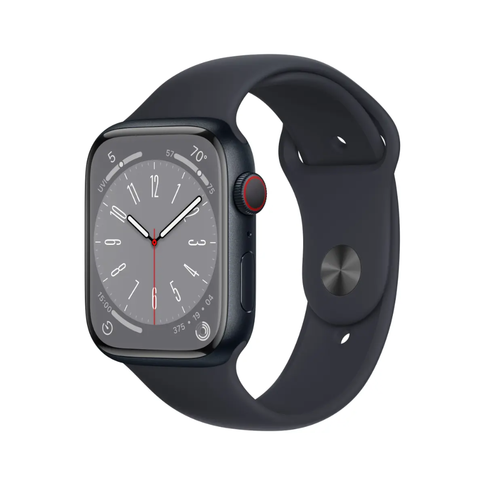 Apple - Apple Watch Series 8 GPS + Cellular - 41mm - Midnight Aluminium Case with Midnight Sport Band - Regular - MNHV3SO/A