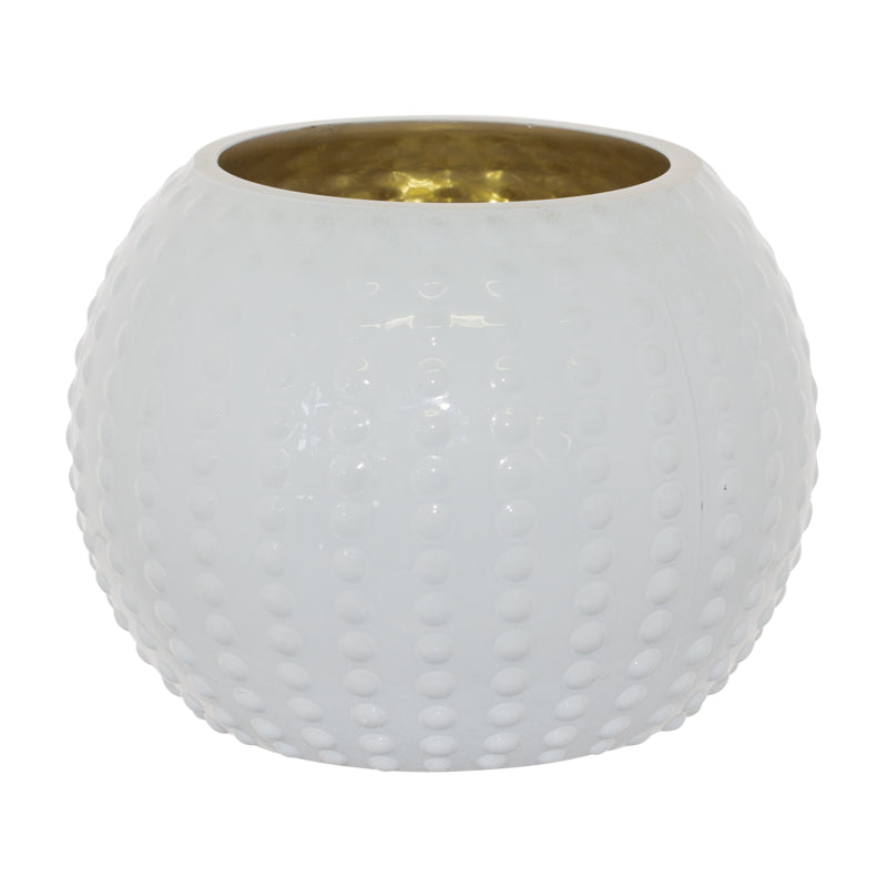 Sea Urchin White Ball Vase 11x15