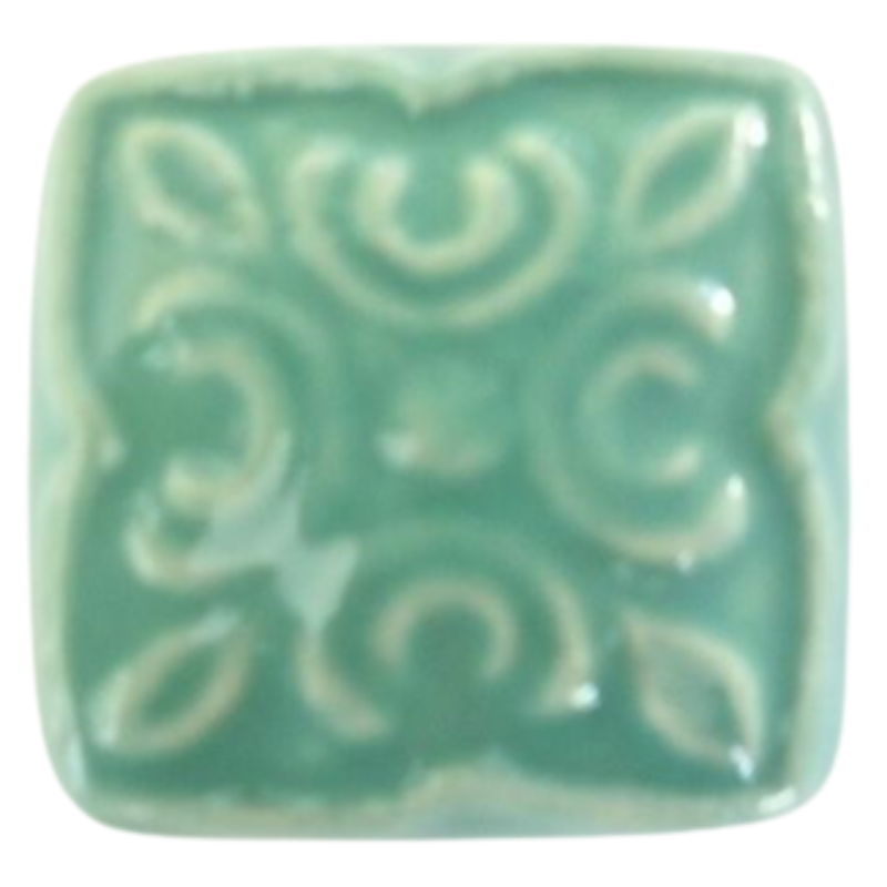 Ceramic Square Knob - Green Patterns