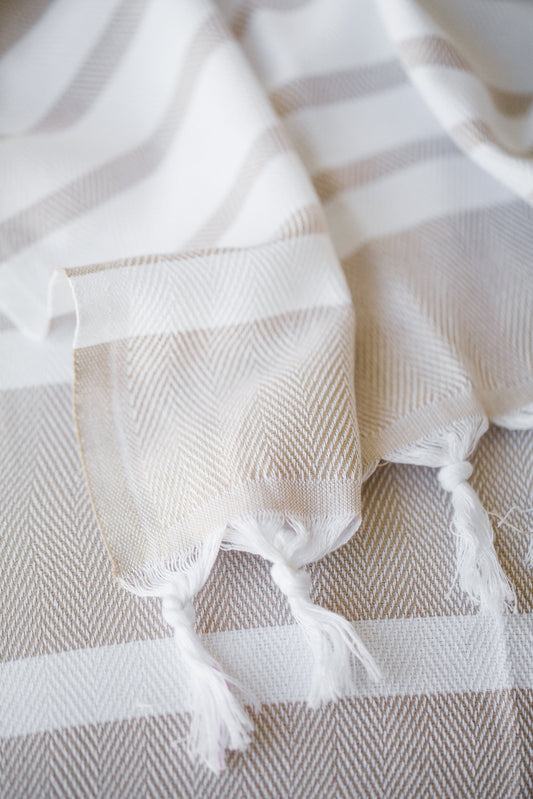 Herringbone Sand Turkish Towel