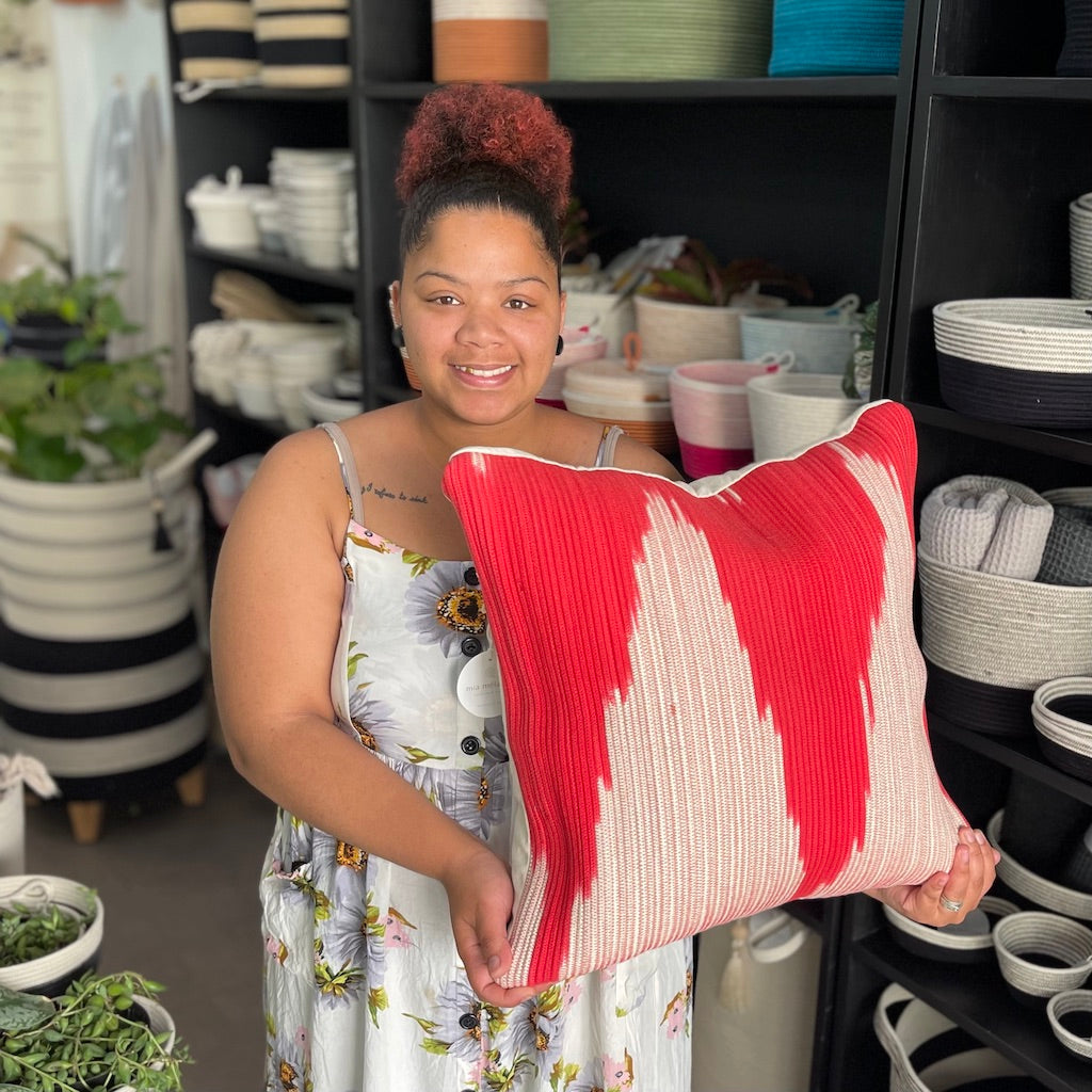 Scatter Cushion - Coral Ikat - SALE