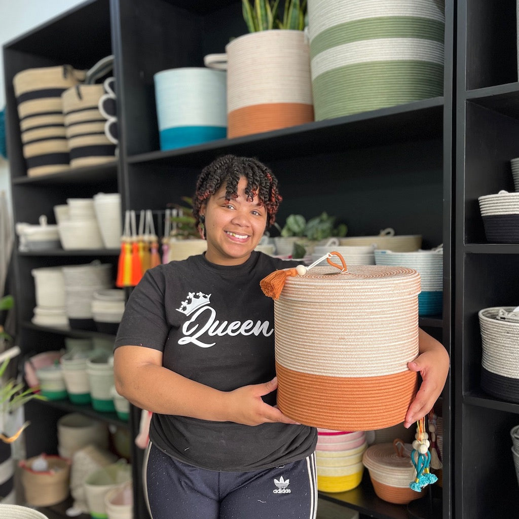 Lidded Cylinder Basket - Nutmeg - SALE