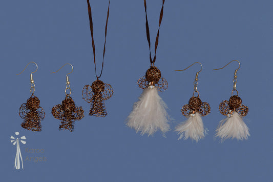 Karoo Angels - White Feathers and Amber Wire Juweel Pendant