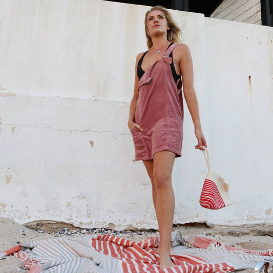 Handle Clutch Bag Ikat Coral