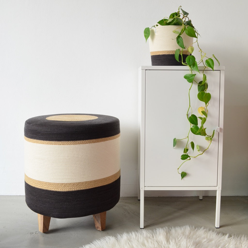 Ottoman - Jute & Charcoal