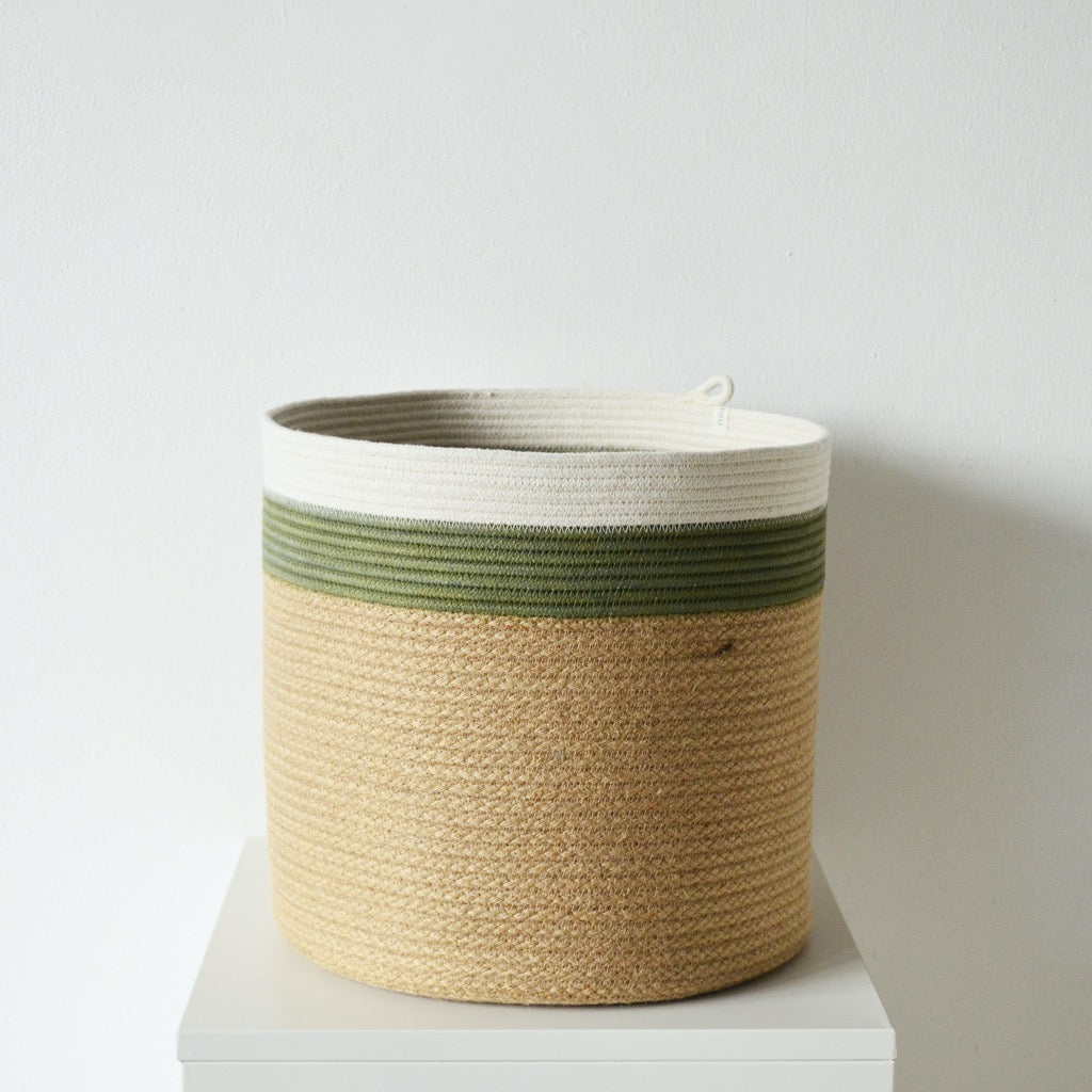 Cylinder Basket - Olive Jute Jungle