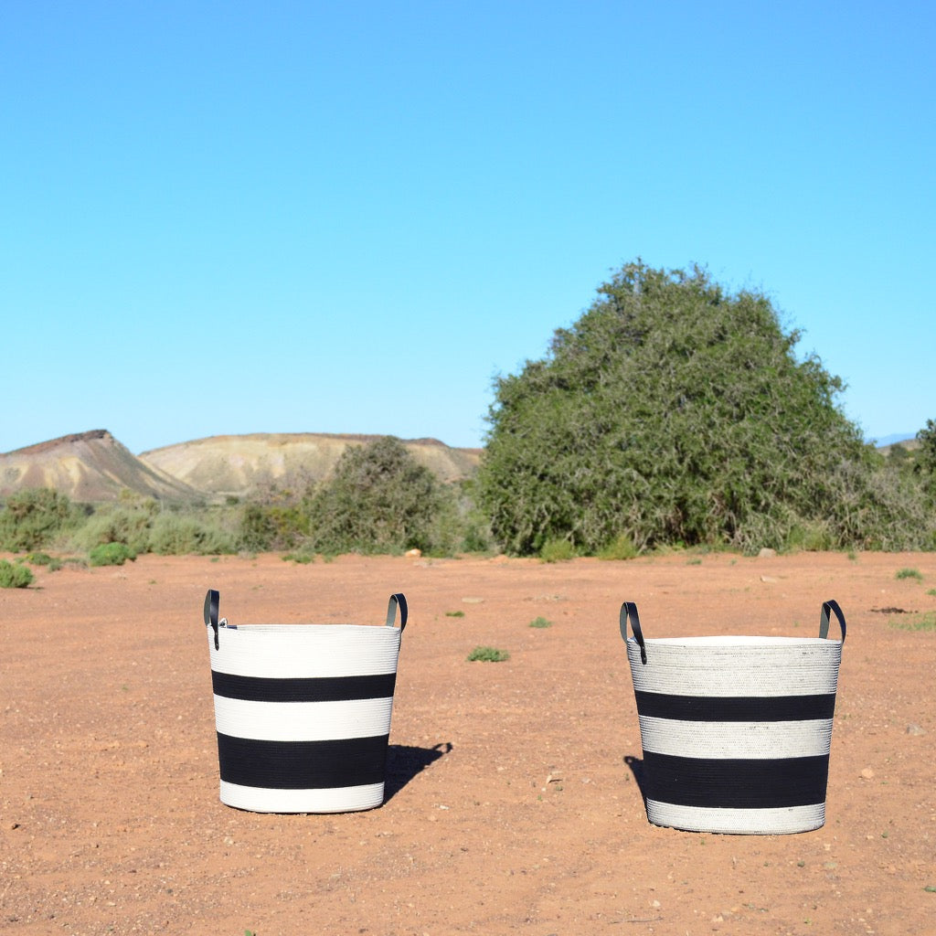Leather-Trim Storage Basket - Liquorice