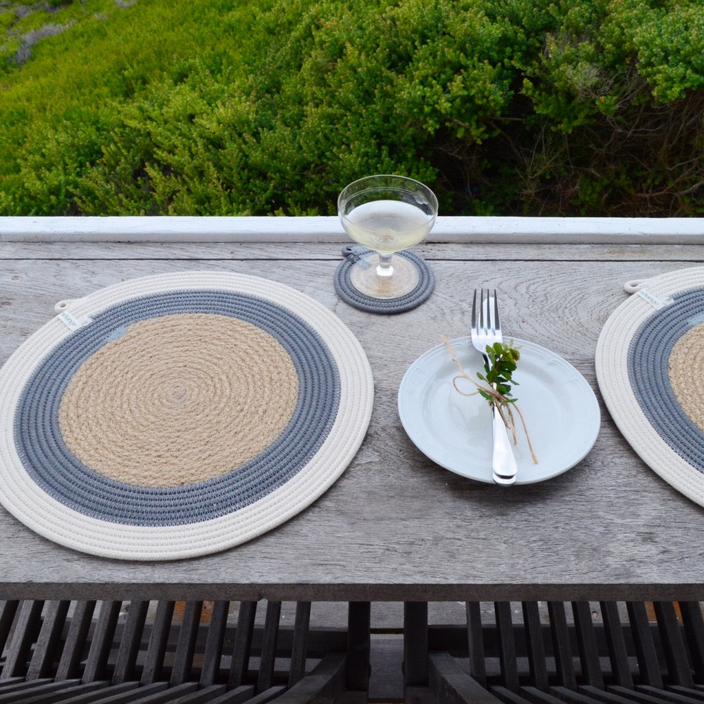 Coasters (set of 4) - Grey Jute Jungle