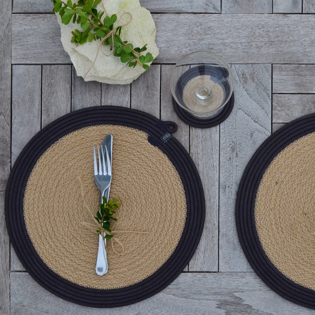 Placemats - Charcoal Jute Jungle