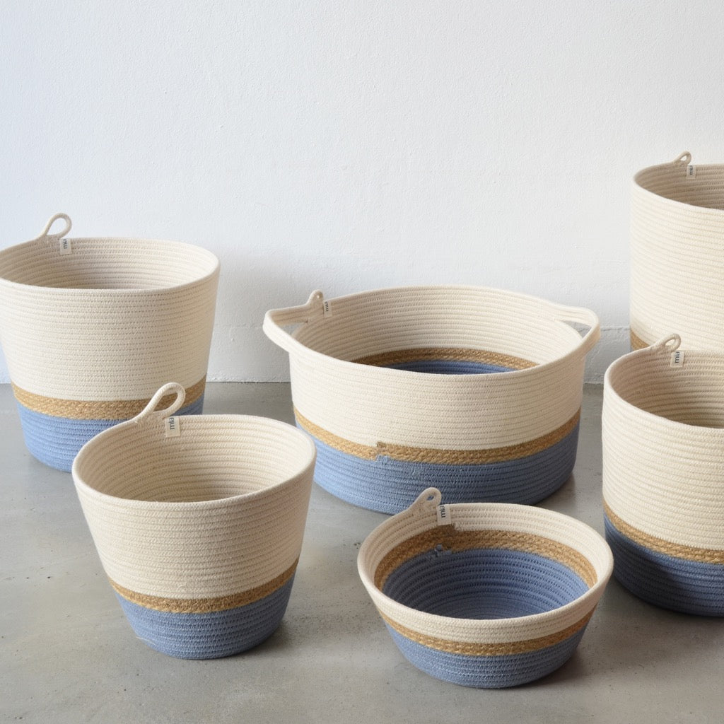 Handle Basket - Jute & Blue-Grey