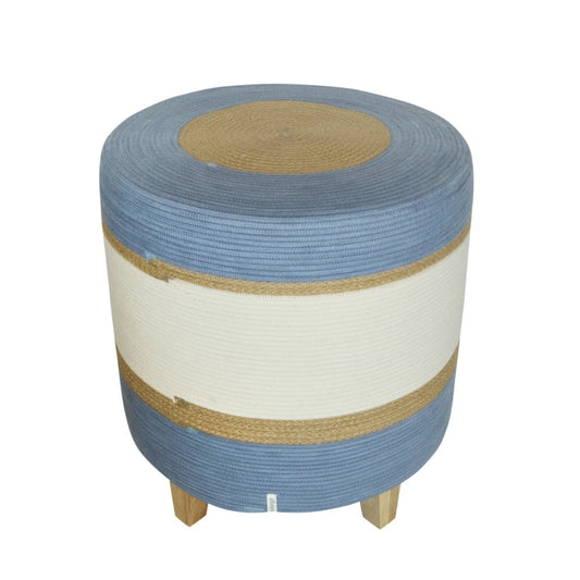 Ottoman - Jute & Blue-Grey