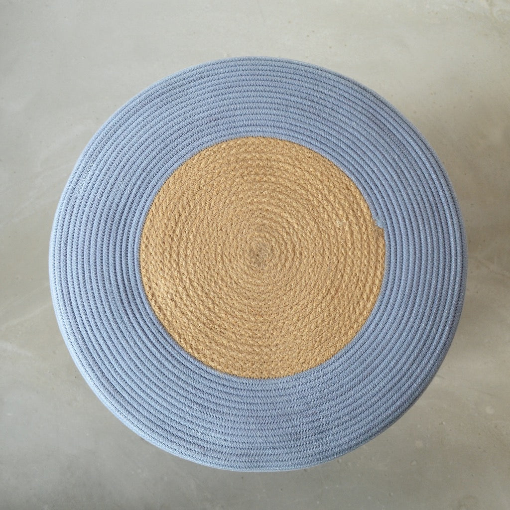 Ottoman - Jute & Blue-Grey