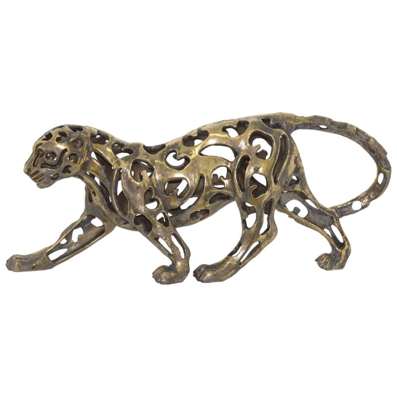 Antique Gold Leopard 61cm - Sculptured in Poly Stone