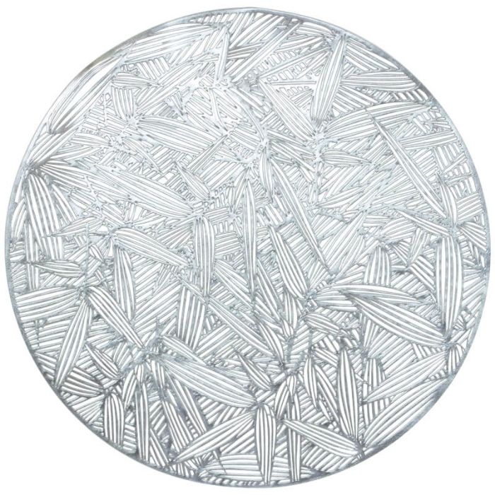 Placemat - Silver and Round (38cm), Place Mats, Table Mats, Set of 2, Washable, Round Placemats, Durable Waterproof Non-slip Charger Plates for Dinner Table, Kitchen, Cafe, Restaurant