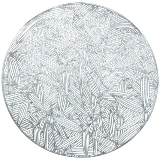 Placemat - Silver and Round (38cm), Place Mats, Table Mats, Set of 2, Washable, Round Placemats, Durable Waterproof Non-slip Charger Plates for Dinner Table, Kitchen, Cafe, Restaurant