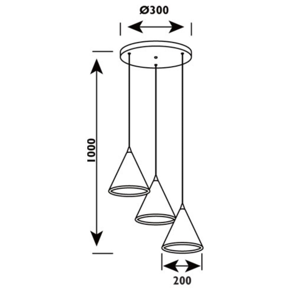 Radiant - 3LT Pendant White LED 3x15w - RP217
