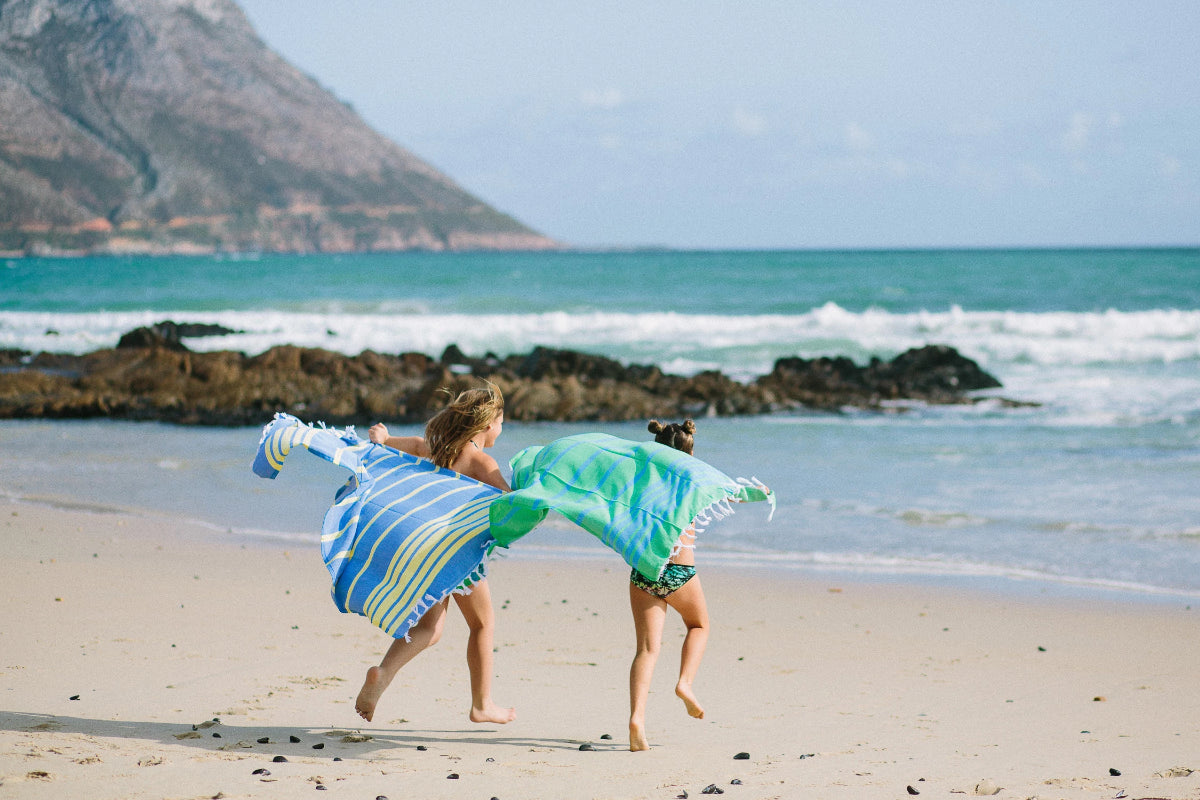 Herringbone Green & Blue Turkish Towel