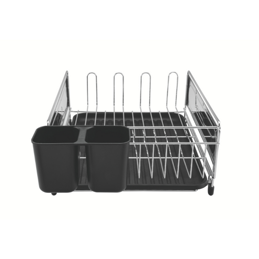 Tramontina - Plurale Black Chrome Steel Dish Drainer Rack With Cutlery Holder