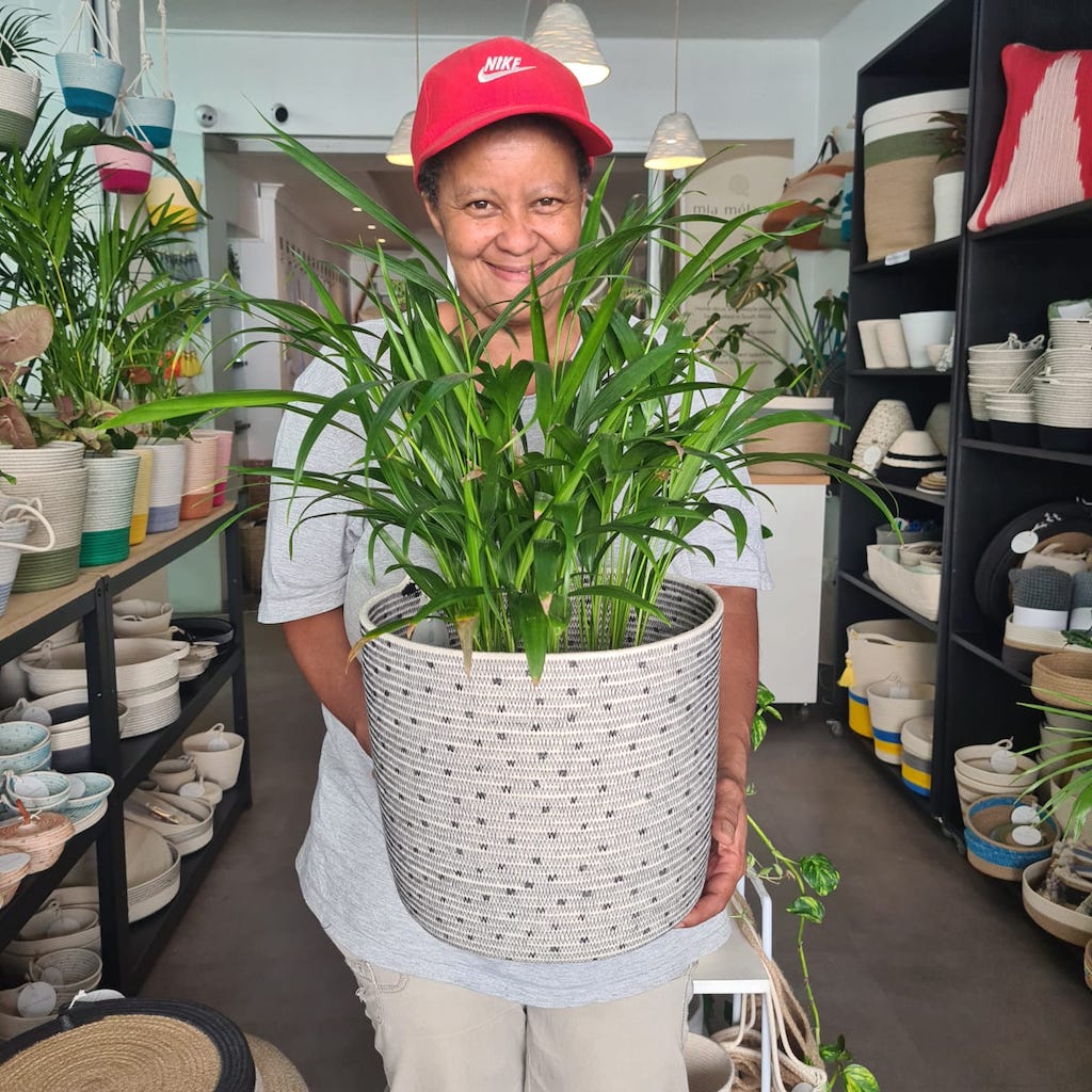 Cylinder Basket XL - Stitched Polka-Dot Black - SALE