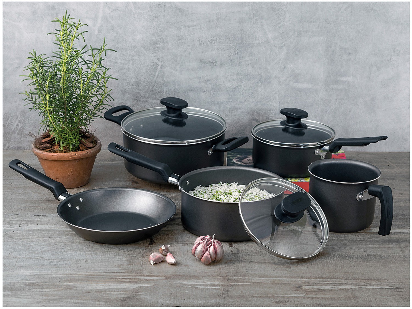 Aluminum cookware set with internal non-stick coating 5 pcs - Loreto - Tramontina