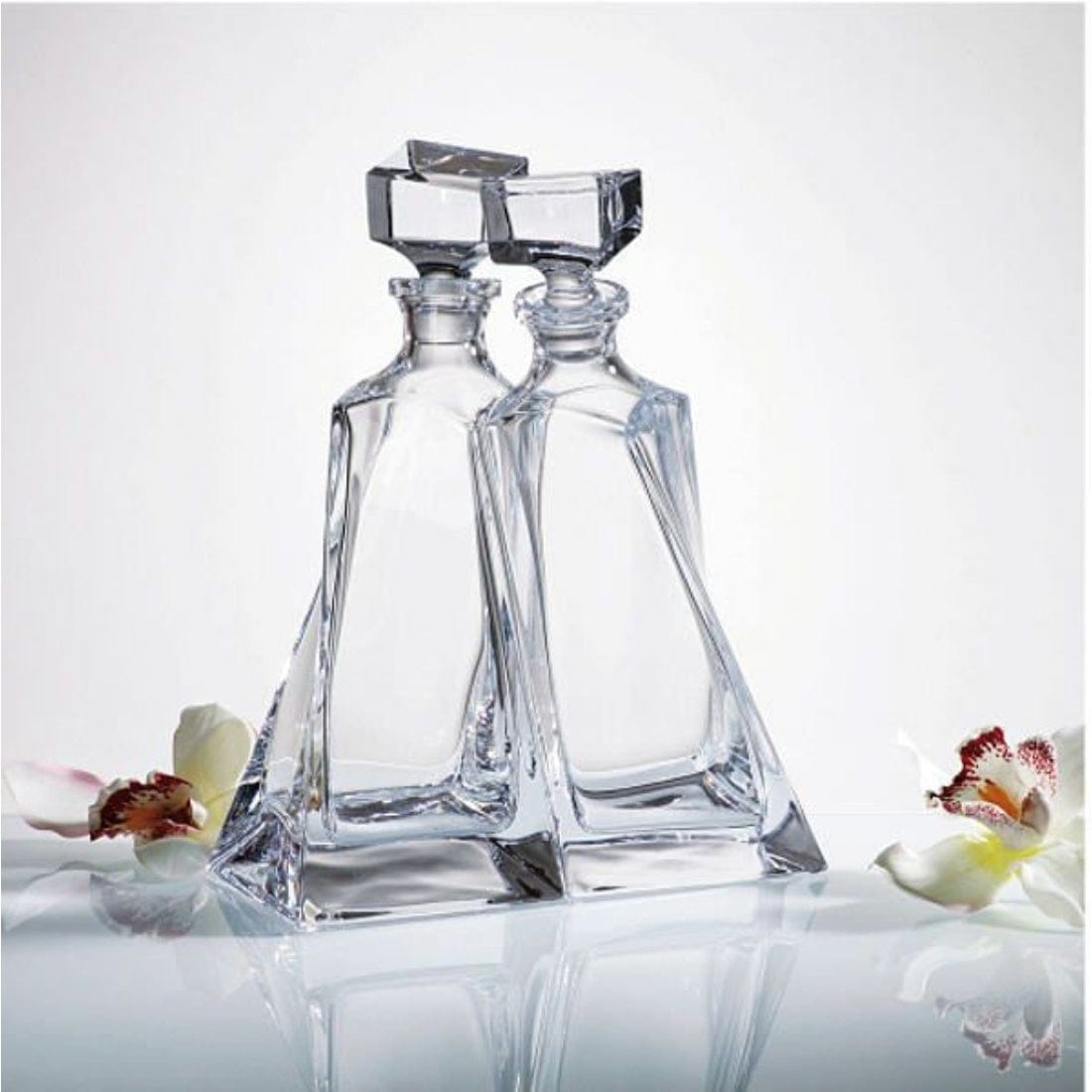 Lovers Decanter Set, Two Decanters, Bohemian Lead-Free Crystal