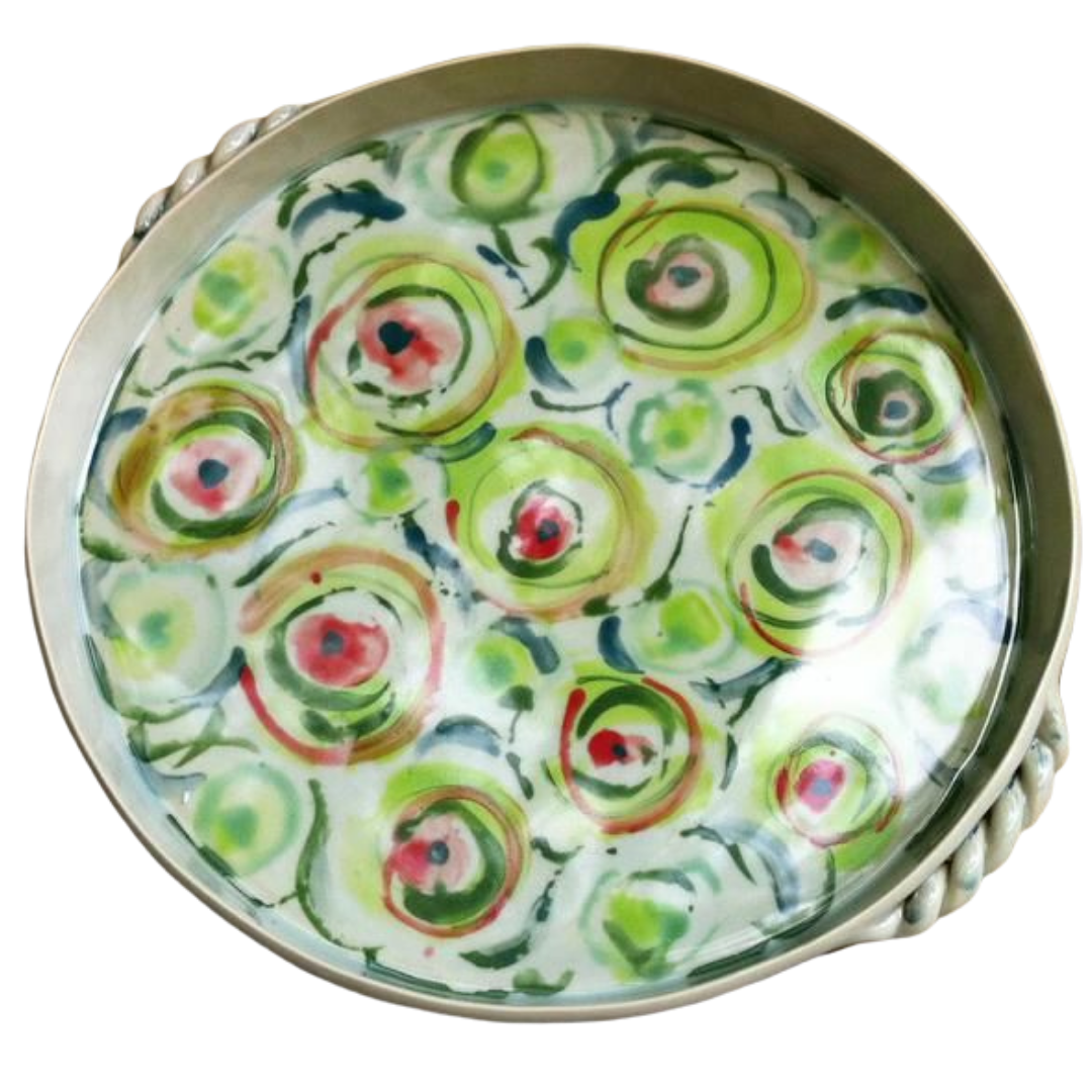 Esra Bosch - Freeform Round server with handles (Greens)