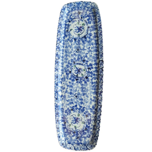 Esra Bosch - Large Long Dish Florals - Blue) (1 meter)