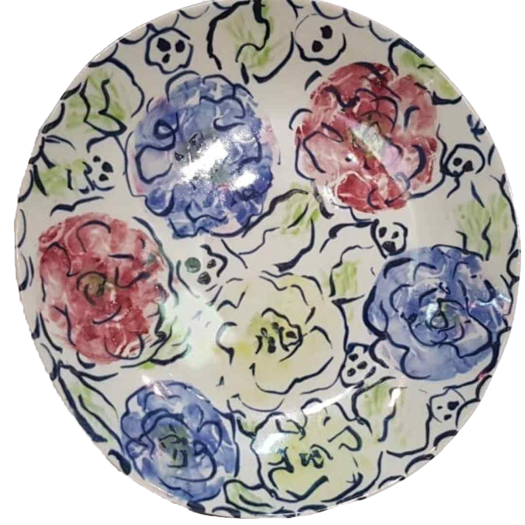 Esra Bosch - Large Round Ceramic Bowl - Flowers