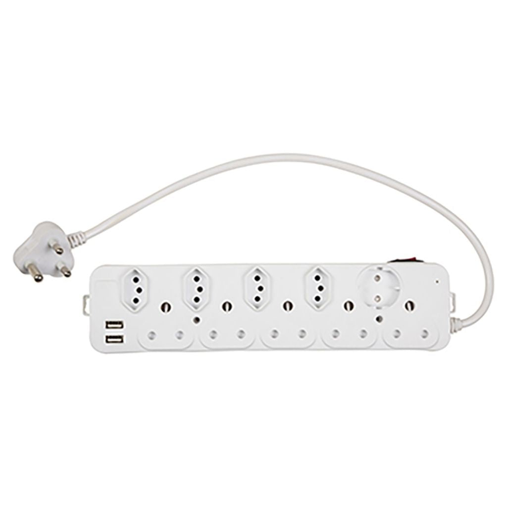 Eurolux - 10 Way Multi Plug 5x16A 3Pin Plug 4x16A ZA Plug 1xSch 2xUSB Ports - Lighting, Lights - EP64USB