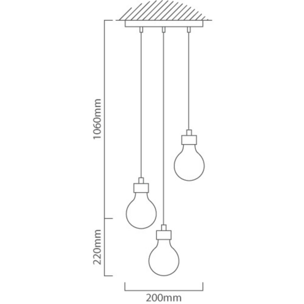 Eurolux - 3LT Pendant 200mm Chrome - Lighting, Lights - P977CH