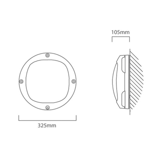 Eurolux - Andante Bulkhead Light 325mm Graphite 2xPL18w - Lighting, Lights - B129GT_2
