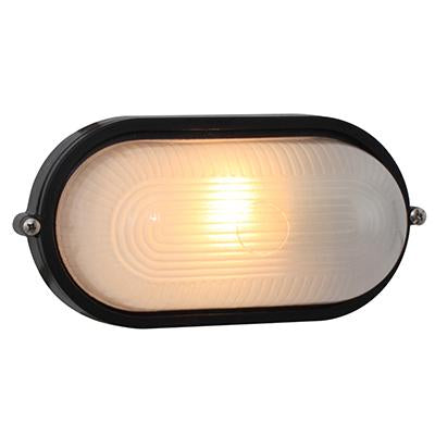 Eurolux - Oval Small Plain Bulkhead Light 210mm Black 1x60w