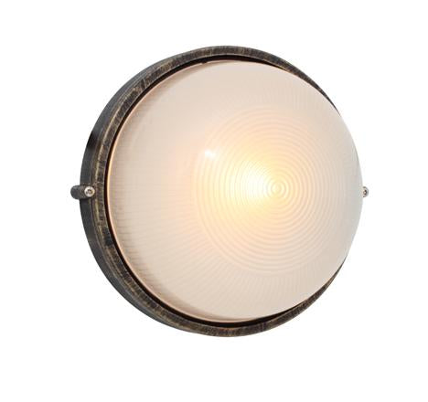 Eurolux - Round Large Plain Bulkhead Light 240mm Black Gold 1x100w