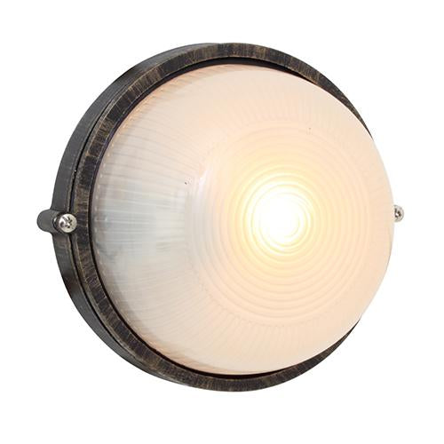 Eurolux - Round Small Plain Bulkhead Light 180mm Black Gold 1x60w