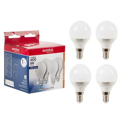 Eurolux - LED Golfball E14 5w 3000K 4 Pack