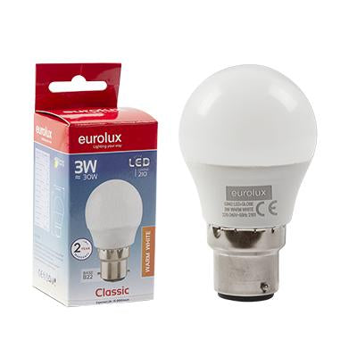 Eurolux - LED Golfball Opal B22 3w 3000K