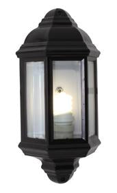 Eurolux - Lantern 3 Panel Half Wall Black 1xE27